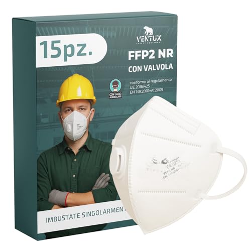 VENTUX SAFETY EQUIPMENT 15 Mascherine FFP2 con Valvola | Filtrazione 94% ||...