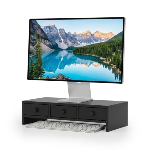 Soporte para monitor Relaxdays negro de 12,5x51x24 cm en MDF