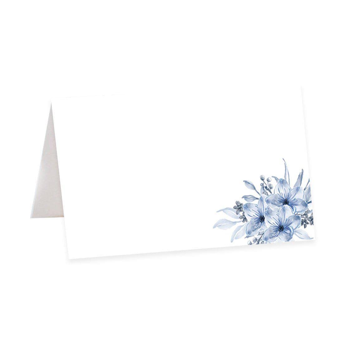 Andaz Press Dusty Blue Florals Table Tent Place Cards for Wedding Party 56 Pack 2 x 3.5 Inches Seat Placement Cards Blank Place Cards For Table
