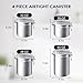 ENLOY 4-Piece Stainless Steel Airtight Food Storage Canister Set with Clear Lid, Containers Sets for Kitchen Counter for Sugar, Flour, Tea, Candy, Cookie, Spice, 28/32/38/65 oz