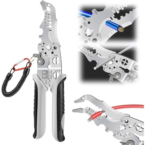 Image of 13 in 1 Multifunction Wire Stripper Tool | Heavy Duty Stainless Steel Wire Crimper, Cable Cutter & Wire Cutting Pliers | Professional Electrician, Technician & DIY Hand Tool with Safety Lock