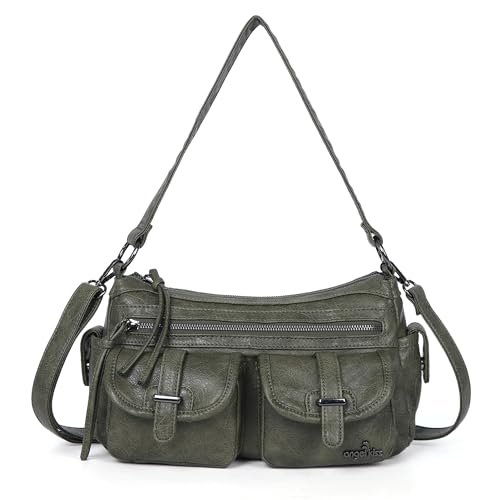 Image of Angel Kiss Hobo Purses for Women Crossbody Shoulder Bag Ladies Multi Pocket Handbags with Adjustable Shoulder Strap | Soft Vegan Leather