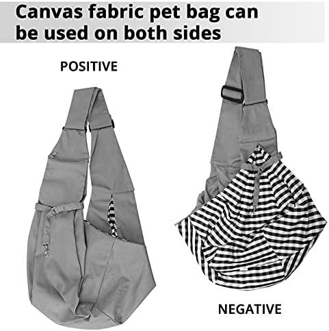 Lyneun Pet Hand-Free Sling Dog Carry Bag with Adjustable Shoulder Strap Double-sided Puppy Carrier with Front Pocket for Walking Travel Outdoor (Grey)