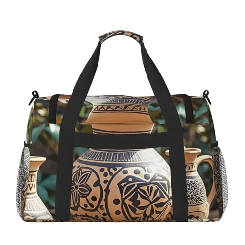 Africa Ethnic Pottery Travel Duffel Bag Lightweight Waterproof Carry On Tote Bag Foldable Weekender Overnight Bags Sport Gym Bag For Women Men2