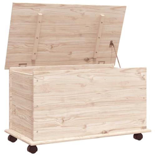 vidaXL Baúl de almacenaje con ruedas ALTA madera maciza 73x39,5x43 cm, baúl, caja de mantas, baúl de almacenaje, caja de almacenamiento