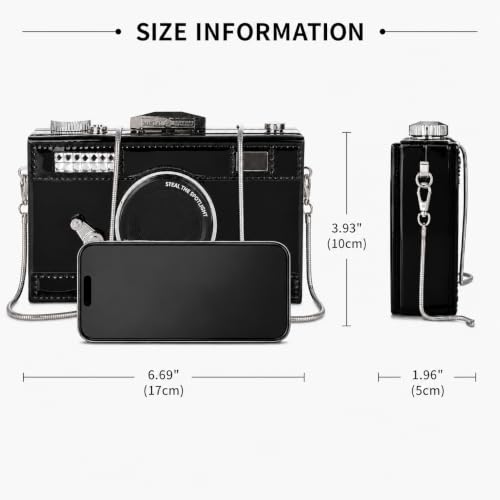 Image of QZUnique Women's Camera Shaped Casual Cross body Shoulder Handbag Purse | Novelty Whimsical Design, Funky Style with Punk and Retro Appeal, PU Leather,70S 90S Vintage Bag for Parties and Travel