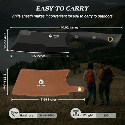 Image of 5.5 Inch Butcher Knife, 2-in-1 Chef & Meat Cleaver Knife with Sheath, Multipurpose Full Tang G10 Handle Kitchen Knives for Bone Chopping, 14C28N High Carbon Stainless Steel for Home and Outdoor