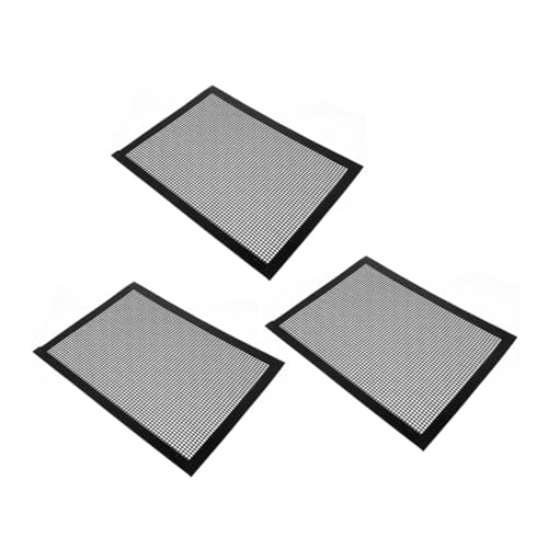 ANDRESLAD Lot de 3 Tapis de Cuisson Antiadhésifs en Maille Résistante à Haute Température 30X40 CM Bordure Noire Réutilisables Compatibles Barbecue Gaz Charbon et Réutilisable