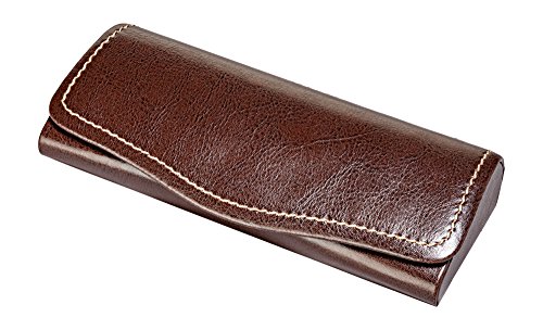 Capa rígida de óculos para armações pequenas a médias - personalizada e acolchoada de couro sintético, Marrom, Small / Medium