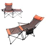 CFMZ Chaise Pliante Camping 150kg Pas Cher, Chaise Pliante de Plage Pliable Portable Legere, Fauteuil Relax Camping Car, Multiposition Chaise Longue avec DéTachable Repose Pied A