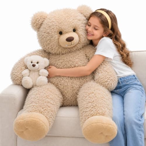 MorisMos Giant Teddy Bear Stuffed Animal with Baby for Baby Shower, 39" Big Stuffed Bear Plush Toys for Kid Girl Boy Adult, 3ft Large Teddy Stuffed Animals for Birthday Gift Room Decor