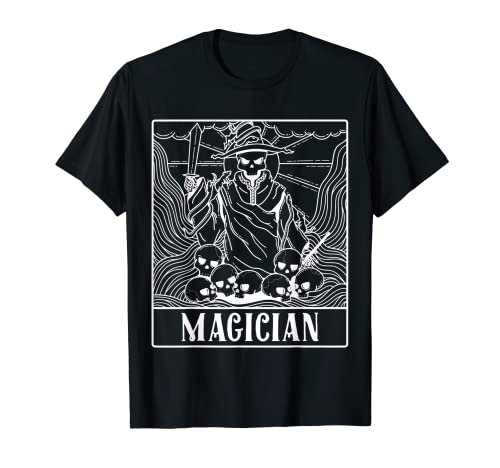 Mago Mago Skeleton Tarot Card Blackcraft Hombres Mujeres Camiseta