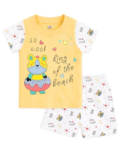 Image of Kuchipoo Girls 100% Cotton T-Shirt & Shorts Set | Printed Summer Wear Set | Soft & Comfortable Kids Clothing | Pack of 4
