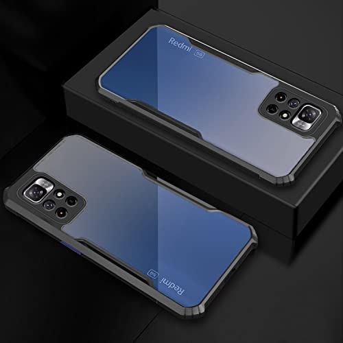 Image of Pikkme Plastic Crystal Clear Transparent Back Ultra Hybrid Full Camera Protection Raised Edge with 360 Degree Protection Bumper Back Cover for Mi Redmi Note 11T / Poco M4 Pro 5G (Black)