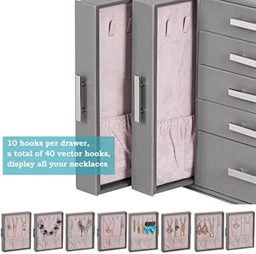 ANWBROAD Large Jewellery Box Jewellery Box Organiser for Women with 9 Drawers for Necklaces Eardrops Rings Jewellery Storage Box Christmas Gift JJB017H