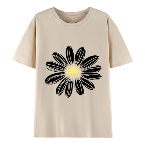 My Orders - Camisetas de manga corta para mujer, cuello redondo, estilo casual, estampado floral, para verano, ajuste holgado, ropa activa, camisetas de moda, túnica de trabajo, ropa de verano, 2