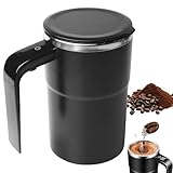 Tazza auto-commovente, 380 ml, con indicatore di temperatura, tazza da caffè automatica, miscelazione automatica, tazza magnetica per proteine del caffè, nero