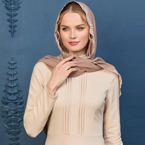 Embroidered Chiffon Hijab Shawl Elegant Sheer Floral Headwraps Scarves For Evening Dress4