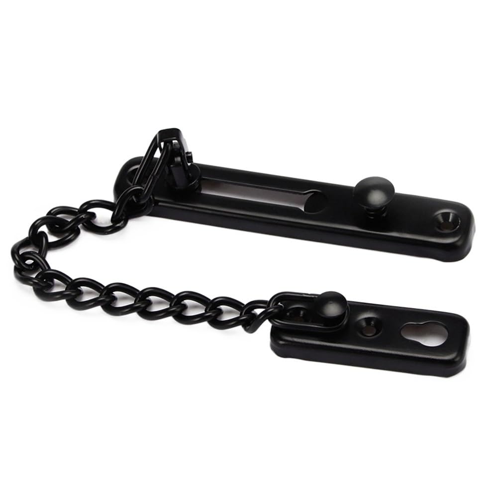 Zxffhdhjh Black Stainless Steel Door Chain, Lock Security Chain Guard Spring Anti Theft Press Heavy Duty Polished Latch Screw Accessories(Black)
