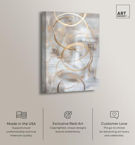 Art Remedy Dune Impressions II Canvas Elegant Gold Abstract, Gallery Wrapped, 16" x 24" by Art Remedy - Used condition - Image 2