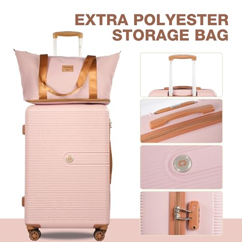 Image of 4-Piece Luggage Sets 16 inch20 inch24 inch28 inch,Suitcases with Double Spinner Wheels and TSA Lock,Hardcase 6 set Luggage with Underseat Duffel Bag