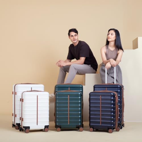 Image of Assembly Odyssey Trolley Bag Set of 2 20, 24 Inch (55 & 65cm) Hard Shell Polycarbonate Luggage Set Lightweight with TSA Lock 8 Spinner Wheels Brown