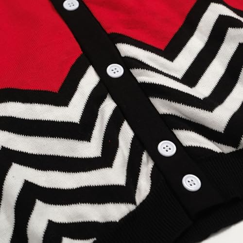 OXKNIT Men Knit Polo Shirts Short Sleeve Red Vintage Polo Shirt Casual Golf Shirts with Black White Wave4