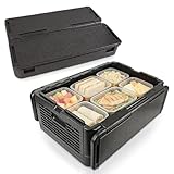 Buachois Insulated Food Carrier Box, Foldable 60L Large Capacity Thermal Food Delivery Box Insulated Cooler Catering Warmer for Outdoor Camping Picnic (Black)