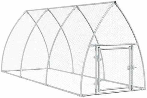 Heavy Duty Galvanized Steel Chicken Coop & Rabbit Hutch Outdoor, 41.3"x118.1"x47.2", Durable Animal Cage for Ducks & Small Pets, Weather-Resistant Silver Design
