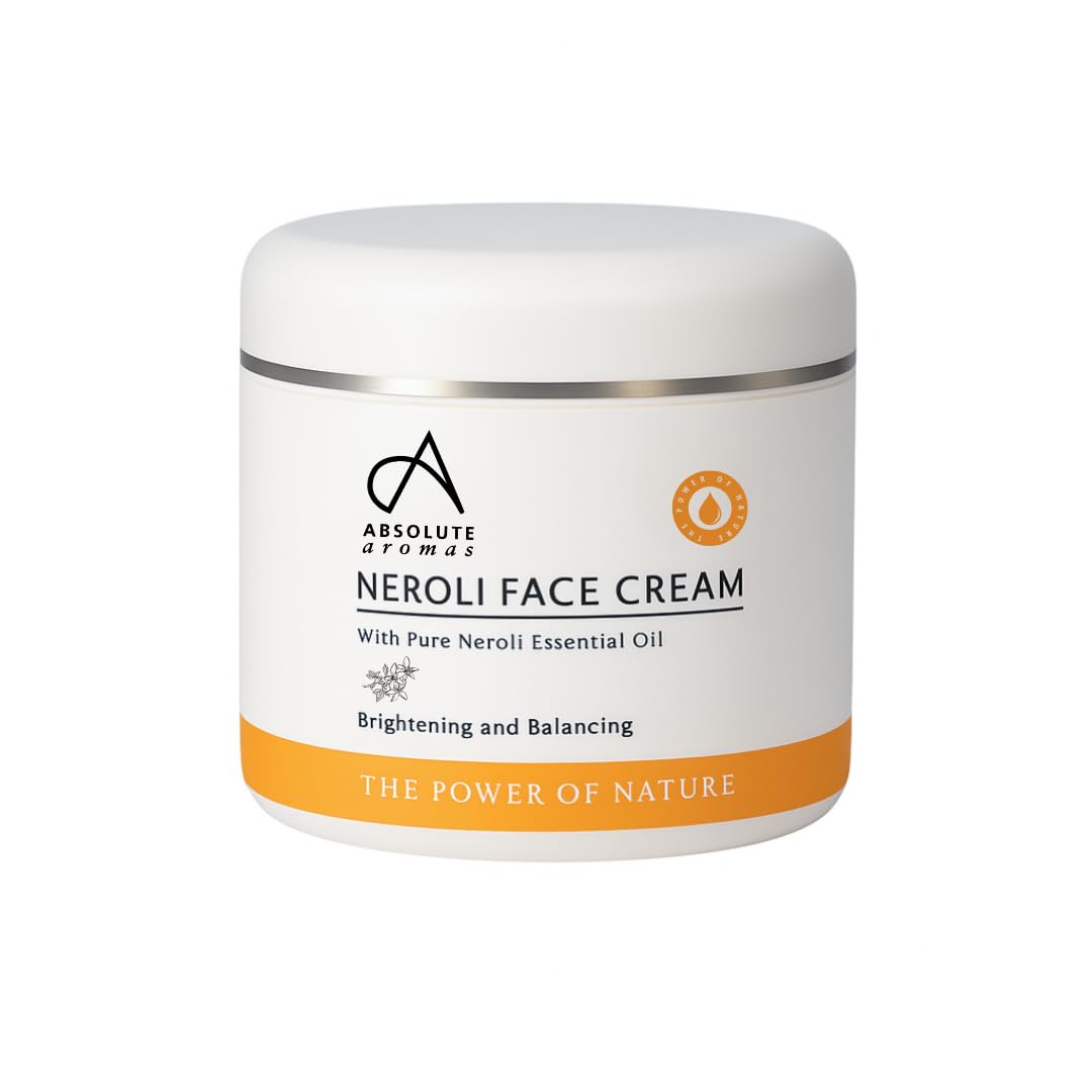 Absolute Aromas Neroli Face Cream 260ml - Calming, Hydrating & Brightening Moisturiser with Pure Neroli Essential Oil, Vitamin E & Natural Oils - Gentle Daily Skincare for All Skin Types