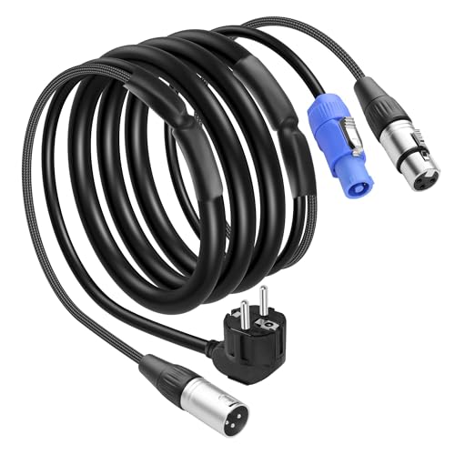 Câble hybride PowerCon Schuko DMX pour éclairage de scène et DJ