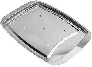 Stainless Steel Carving Tray | Meat & Poultry Easy Carve Tray | Five Central Spikes & Easy Carrying | Traditional Chrome Polished Serving Tray | M&W