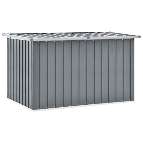 FIRBNUS Baúl de jardín 149 x 99 x 93 cm con tapa abatible para jardín, caja de almacenamiento, caja de cojines, caja con tapa, cajas de jardín, armario de jardín, cajas de almacenamiento, color gris,