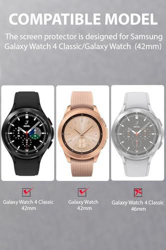 Yaekea 4 Piezas Protector Pantalla para Samsung Galaxy Watch 4 Classic/Watch 42mm Resistente a arañazos Vidrio Templado Protector pare Galaxy Watch 4 Classic 42mm/Galaxy Watch 42mm HD Protector Reloj - imagen 2