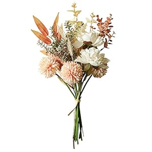 Peoxio Artificial Silk Chrysanthemum Bouquet Wedding Decoration New Champagne