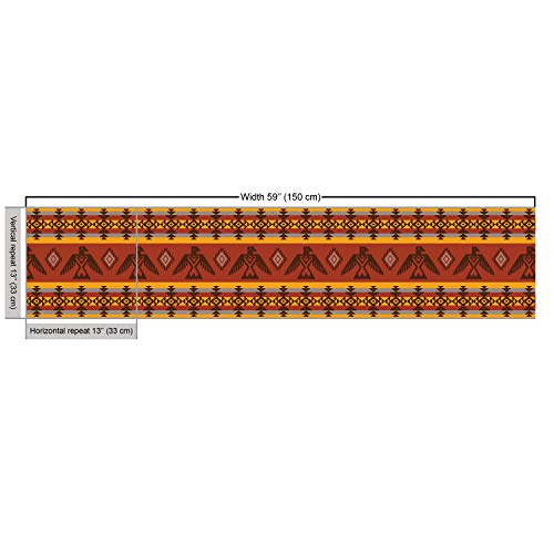 Image of Ambesonne Tribal Fabric by The Yard, Indigenous Tribal Style Eagles Traditional Elements, Decorative Fabric for Upholstery and Home Accents, 1 Yard, Cinnamon Marigold