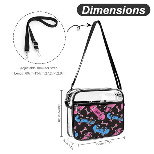 Skateboard Collection Large Clear Stadium Bag Clear Mini Messenger Bags with 2 Compartments Crossbody Bag2