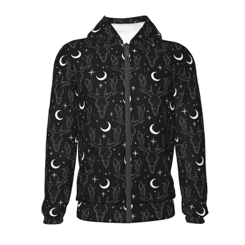 Mystical Deer Skull Kids Pullover Hoodies Boys Zip Up Sweatshirts Girls Athletic Clothes with Pocket2