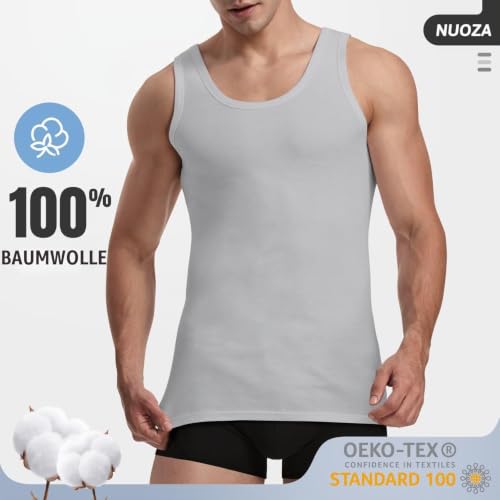 NUOZA Unterhemd Herren 3er Pack 100% Baumwolle Tank Top Ärmellos – Ansicht 2