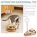 FRCOLOR Cat Treat Dispenser Interactive Cat Feeder Toy with Track Ball for Indoor Cats Kitten Wooden Cat Toy with Automatic Slow Feeder Ball