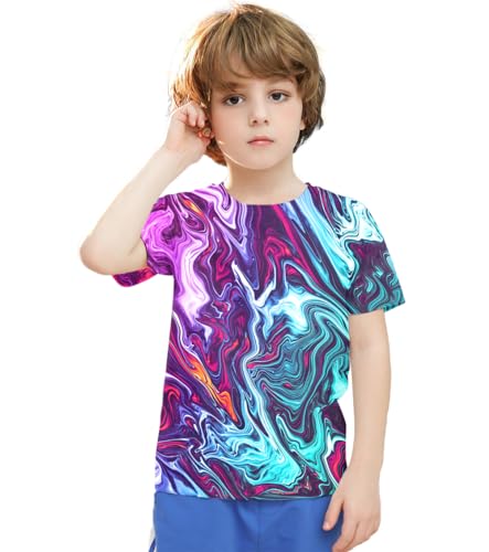 Boys Girls Shirts Short Sleeve 3D Print Graphic Funny Colorful Summer Tee Shirts for Kids 6-16 Years4