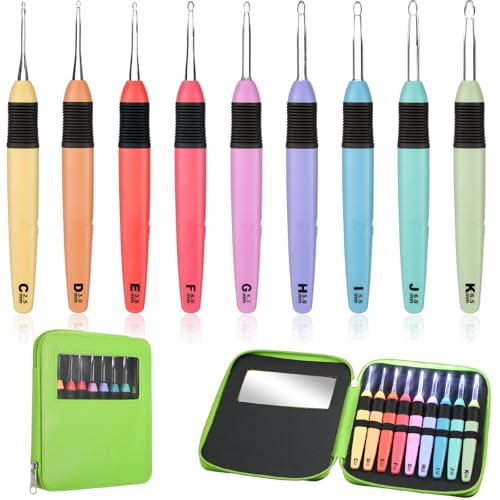 Chuangdi 9-Piece LED Crochet Hook Set with Case, 2.5-6.5mm