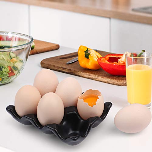 Abbycindy 6 Cups Egg Tray Serveware, Eggs Dispenser, Egg Holder Set Kitchen Restaurant Fridge Storage Decorative Accessory (White,2 Pack) #TOP4