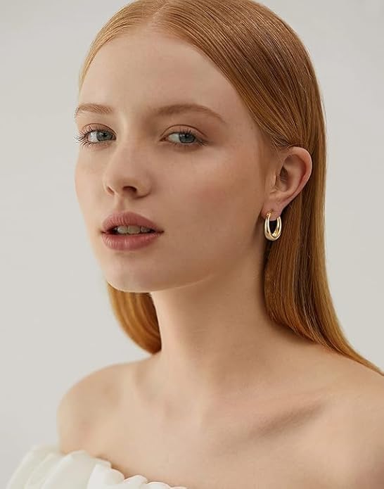 Gold Hoop Earrings 14K Gold Hoop Earrings for Women U-shaped Small Earring for Women Dainty Hypoallergenic Earring2