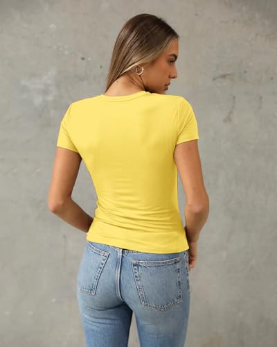 Image of Abardsion Women's Casual Basic Slim Fit T Shirts | Summer Clothes 2026 Going Out Crop Tops Short Sleeve Crew Neck Ladies Tees