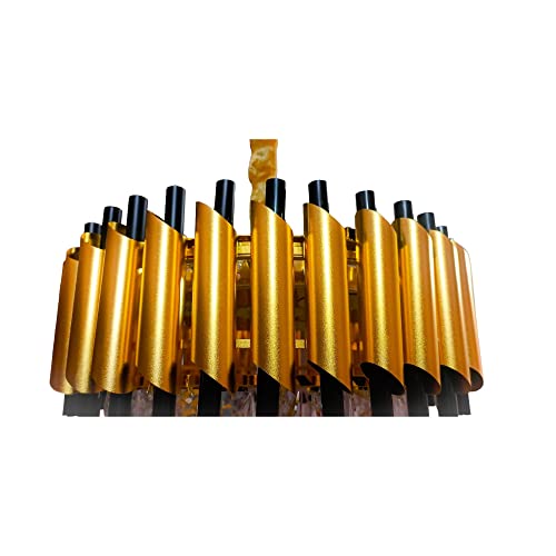 Image of DREAMY DESIGNS Chandelier Lights for Ceiling Black Gold 400 MM 3-Tier K9 Crystal Chandeliers for Living Room 3 Mode LED Light Warm White for Hall Modern Jhumar Designer Bedroom and Dining Room