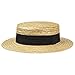 fiebig Kreissäge Strohhut Beige Damen & Herren | Sonnenhut aus 100% Weizenstroh | Boater Made in Italy | Gondoliere-Hut für Frühjahr & Sommer | Hut mit Ripsband (57-M)