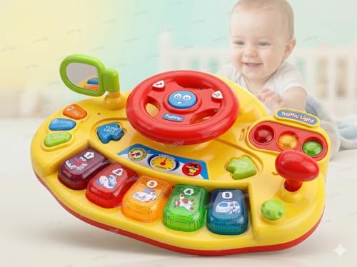 Image of Zest 4 Toyz Baby Musical Toy 6 to 12 Months Light up Steering Wheel Toy with Traffic Light & Sound for 6 8 9 10 Months and 1 2 Year Old Boys Girls