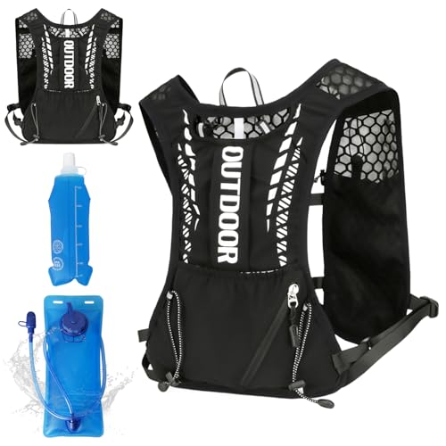 LURICO Chaleco para correr mujer con bolsa hidratación 2L y botella agua 500ml, ultraligero, transpirable, mochila hidratación para correr, ciclismo, maratón