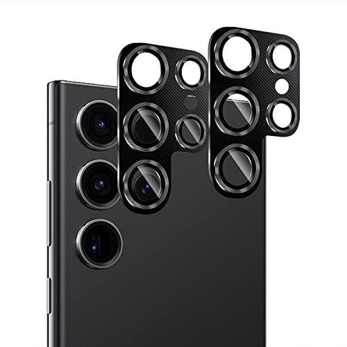 Holilo 2 Stück für Panzerglas Kamera Linse Schutzfolie für Samsung Galaxy S23 Ultra 5G Kameraschutz, Anti-Kratzen HD Klar Kamera Schutz 9H Härte Kamera Linse Blasenfrei Kameraschutz - Schwarz Cover